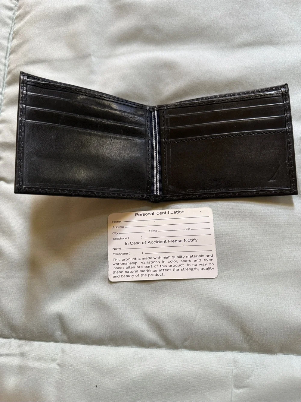 Nautica Men's Black Leather Bi-Fold Wallet